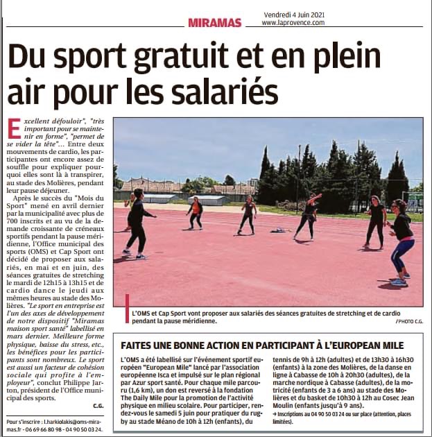 Du sport gratuit et en plein air pour les salariés