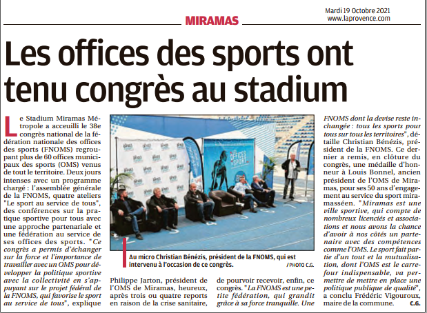 La Provence « Les Offices du Sport ont tenu congrès au Stadium »