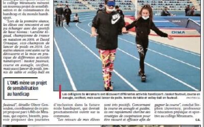 Les collégiens dans la peau d’athlètes handisport, revue de presse La Provence du samedi 22 janvier 2022