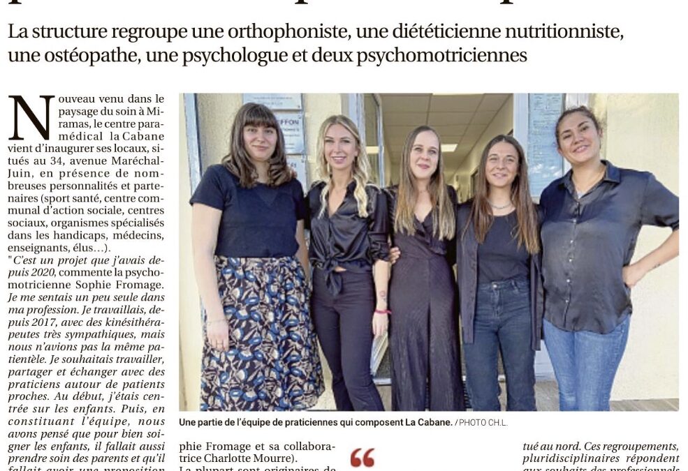 « La Cabane : un nouveau centre paramédical pluridisciplinaire » – Revue de presse La Provence 28/09/2023