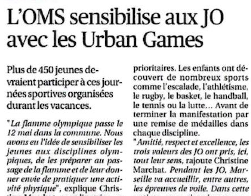 « L’OMS sensibilise aux JO avec les Urban Games » – Revue de presse La Provence 08/03/2024